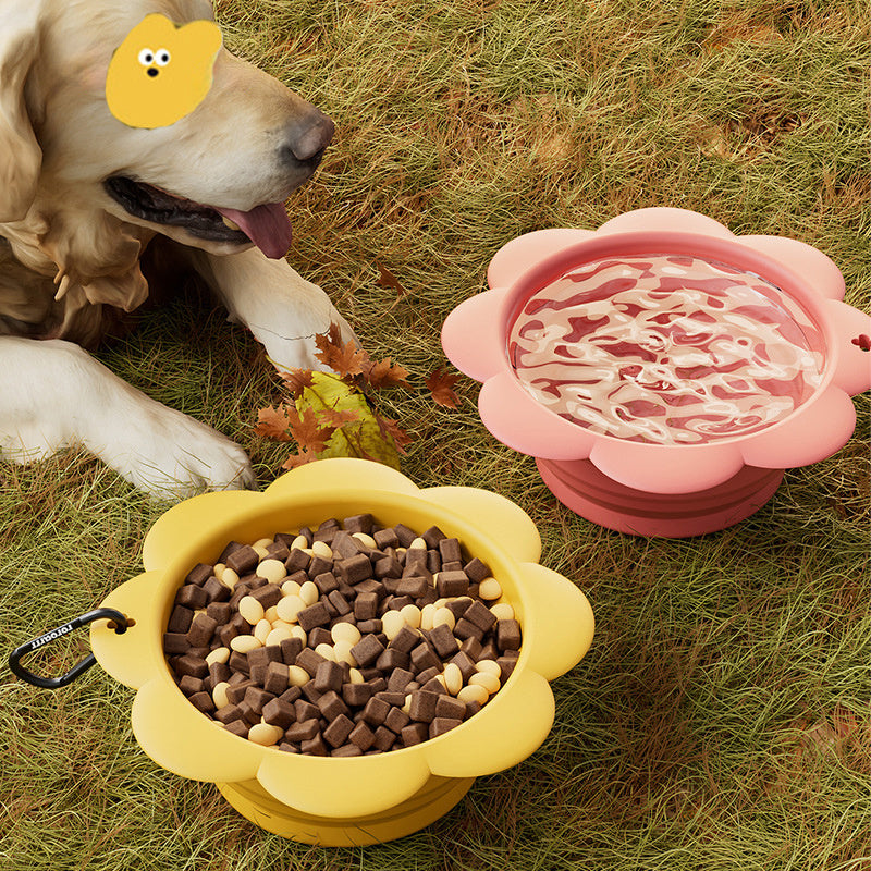 HKM-169747 Collapsible Silicone Dog Bowl for Travel – Foldable Pet Feeding Dish with Carabiner, BPA Free, Ideal for Small to Medium Pets