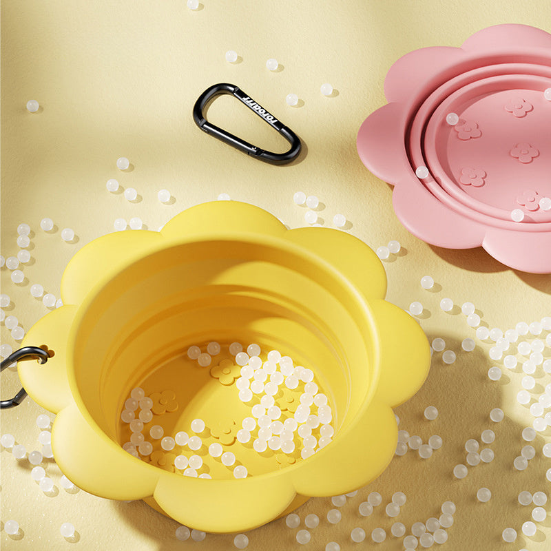 HKM-169747 Collapsible Silicone Dog Bowl for Travel – Foldable Pet Feeding Dish with Carabiner, BPA Free, Ideal for Small to Medium Pets