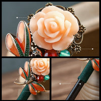 HKM-624275 Wooden Daily Pan Head Shaking Hairpin - Black National Style Hair Accessory