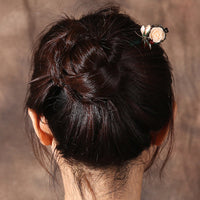 HKM-624275 Wooden Daily Pan Head Shaking Hairpin - Black National Style Hair Accessory