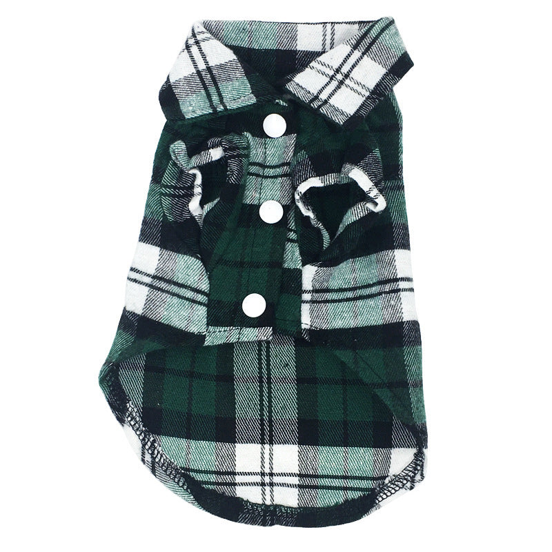 HKM-165011 Spring and Summer Cotton Plaid Dog Shirt - Stylish Pet Apparel for All Breeds