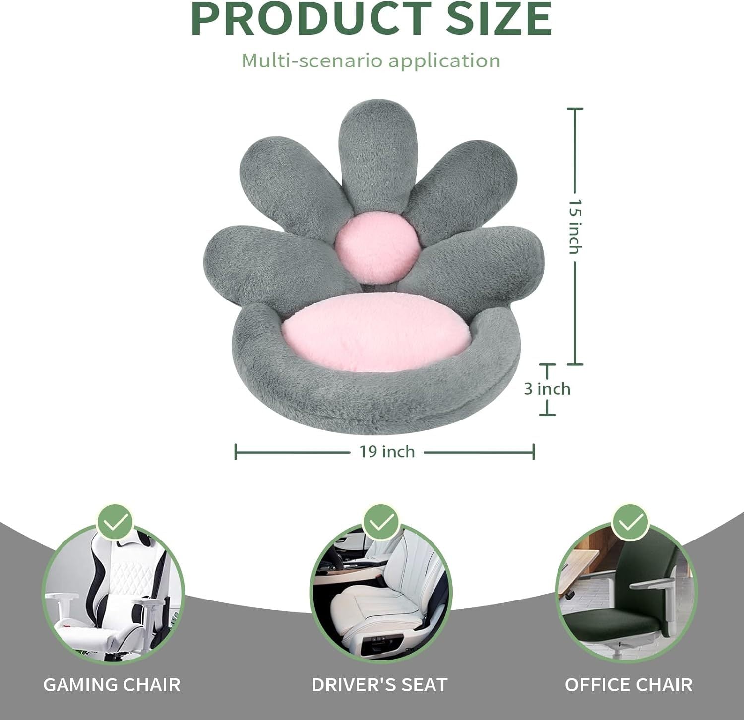 HKM-135827 Round Flower-Shaped Pet Cushion - 19-Inch Soft Scratching Mat for Gaming Chair or Floor Use