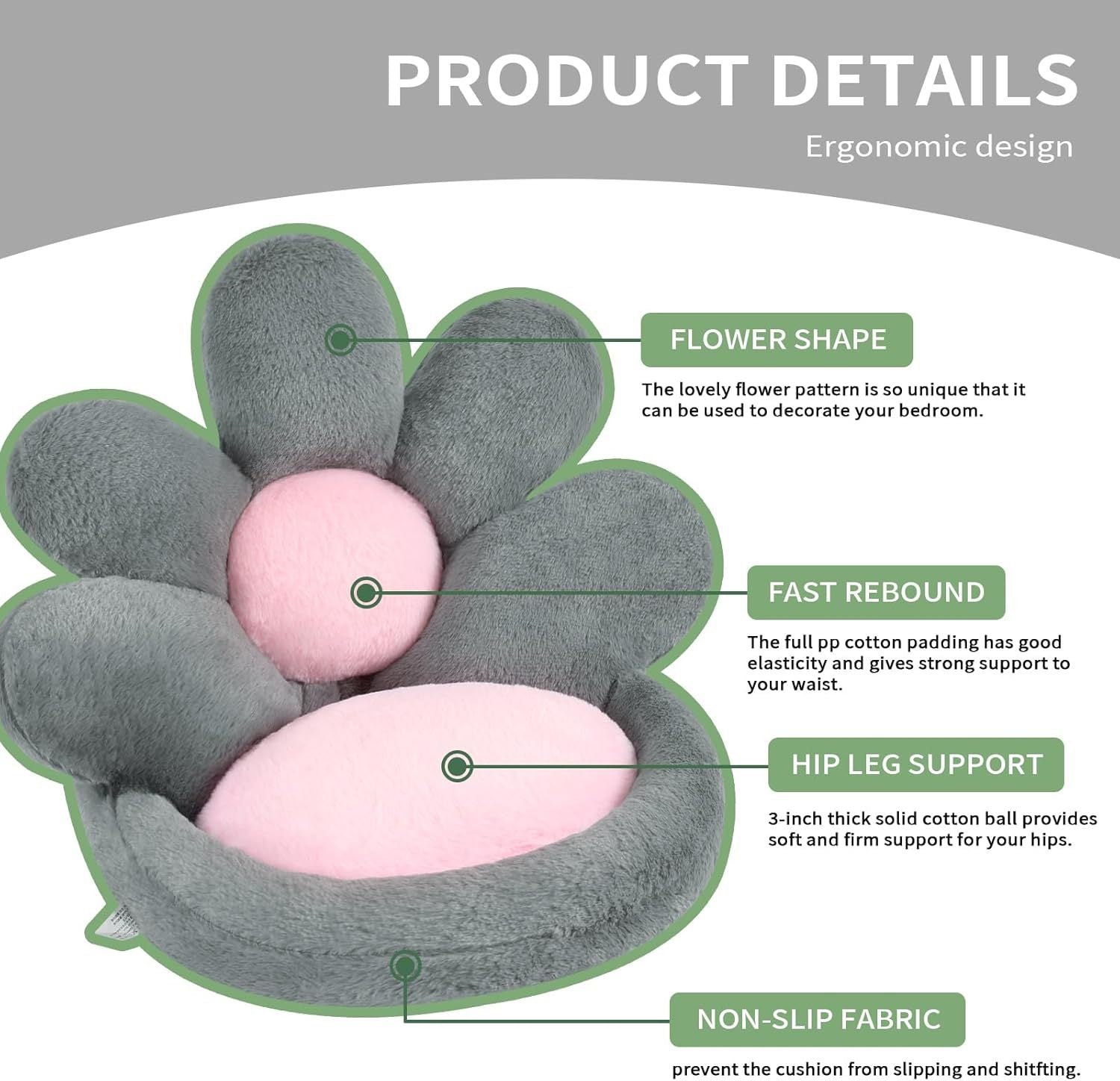 HKM-135827 Round Flower-Shaped Pet Cushion - 19-Inch Soft Scratching Mat for Gaming Chair or Floor Use