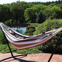 HKM-630483 Double Brazilian Cotton Hammock - 450 Pound Weight Capacity for Outdoor Relaxation - Calming Desert Design