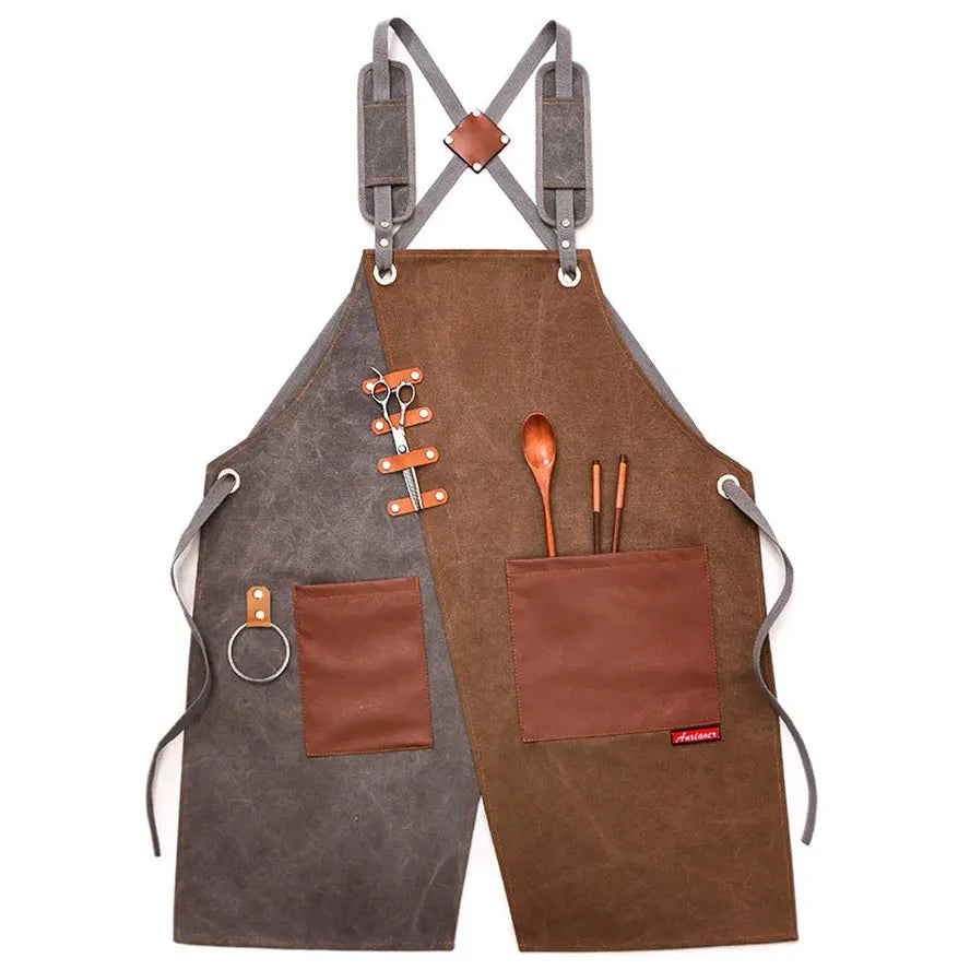 KTX-356819 Eco-Friendly Canvas Cowboy Apron with Custom Logo Options for Gardening, Barista, and Waitress Use