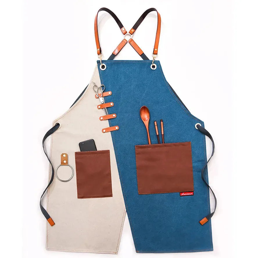 KTX-356819 Eco-Friendly Canvas Cowboy Apron with Custom Logo Options for Gardening, Barista, and Waitress Use