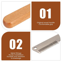 HKM-085651 Pet Stripping Comb for Dogs and Cats - Wood Handle Grooming Tool for Removing Floating and Tangled Hair