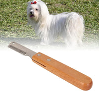 HKM-085651 Pet Stripping Comb for Dogs and Cats - Wood Handle Grooming Tool for Removing Floating and Tangled Hair