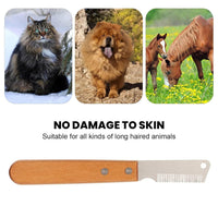 HKM-085651 Pet Stripping Comb for Dogs and Cats - Wood Handle Grooming Tool for Removing Floating and Tangled Hair