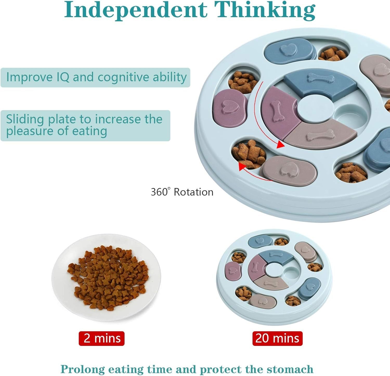 HKM-265747 Interactive Dog Food Puzzle Feeder for IQ Training and Mental Enrichment, Ideal for Small Dogs and Cats