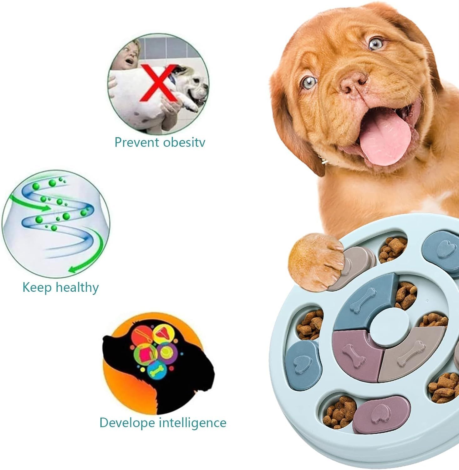 HKM-265747 Interactive Dog Food Puzzle Feeder for IQ Training and Mental Enrichment, Ideal for Small Dogs and Cats