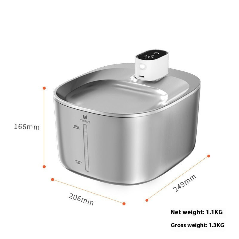 HKM-245139 Rechargeable Stainless Steel Automatic Pet Water Dispenser for Dogs and Cats - 4L Capacity