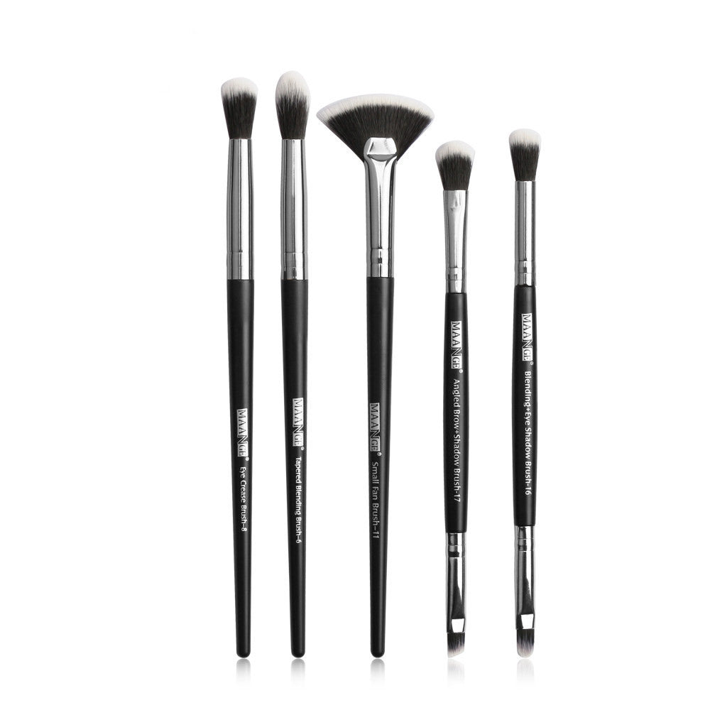 HKM-082515 5-Piece Makeup Brush Set - Nylon & Plastic, Compact Size 17.5 x 12.4 x 2 cm