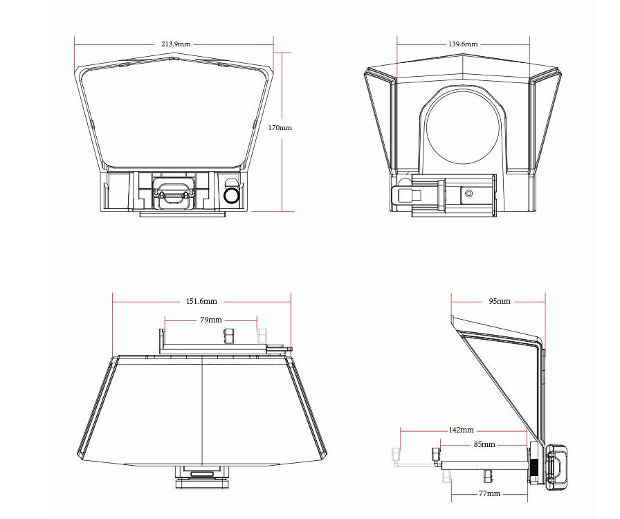 KTX-084819 Portable Smartphone Teleprompter with Adjustable Adapter Rings and Remote Control