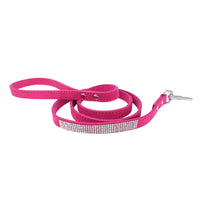 HKM-989139 Adjustable Suede Leather Dog Collar and Leash Set with Rhinestones in Multiple Colors