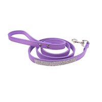 HKM-989139 Adjustable Suede Leather Dog Collar and Leash Set with Rhinestones in Multiple Colors