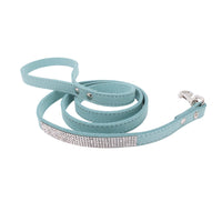 HKM-989139 Adjustable Suede Leather Dog Collar and Leash Set with Rhinestones in Multiple Colors