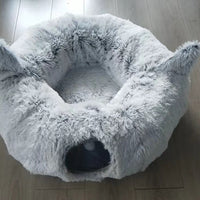HKM-543699 Cozy Foldable Cat Bed Tunnel with Plush Fabric and Warm Cotton Filling for Ultimate Pet Comfort