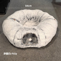 HKM-543699 Cozy Foldable Cat Bed Tunnel with Plush Fabric and Warm Cotton Filling for Ultimate Pet Comfort