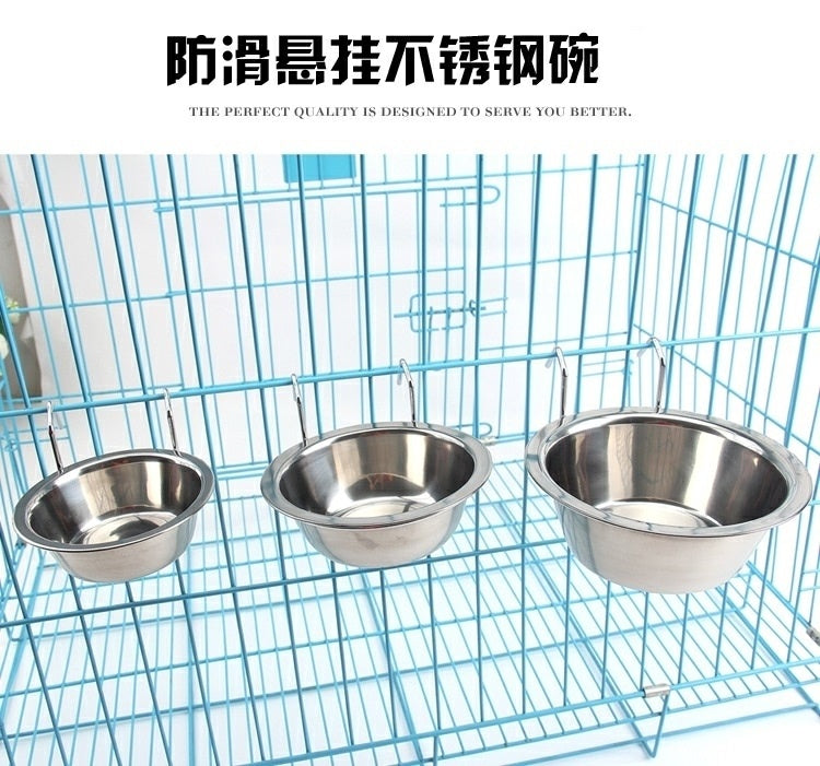 HKM-634899 Hanging Stainless Steel Dog Food Bowl - Available in Small, Medium, and Large Sizes