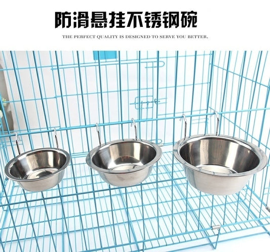 HKM-634899 Hanging Stainless Steel Dog Food Bowl - Available in Small, Medium, and Large Sizes