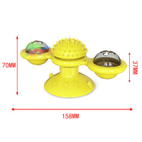 HKM-016787 Interactive Spin Windmill Cat Toy with Suction Cup Base for Luminous Balls and Furry Features