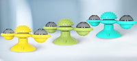 HKM-016787 Interactive Spin Windmill Cat Toy with Suction Cup Base for Luminous Balls and Furry Features