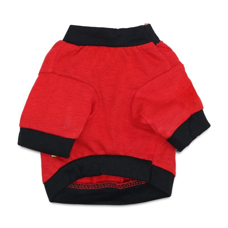 HKM-598419 Red and Black Edge Cotton Jersey Raglan T-Shirt for Small Dogs