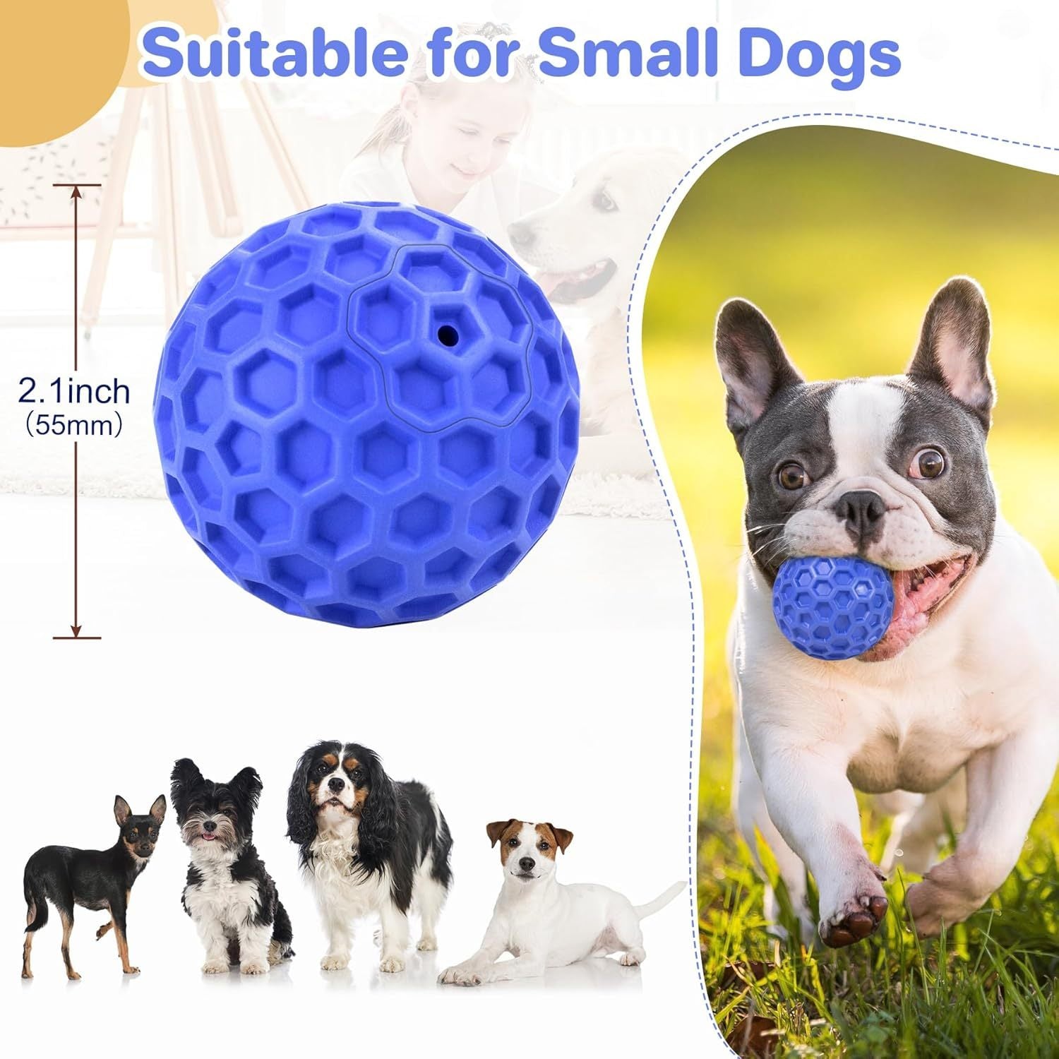 HKM-474707 Durable Squeaky Dog Ball for Aggressive Chewers - Waterproof and Interactive Chew Toy for Large Breeds
