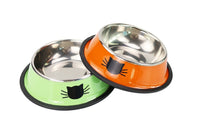HKM-158035 Stainless Steel Non-Slip Pet Feeding Bowls - Multicolor Set for Cats and Dogs