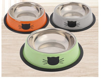 HKM-158035 Stainless Steel Non-Slip Pet Feeding Bowls - Multicolor Set for Cats and Dogs