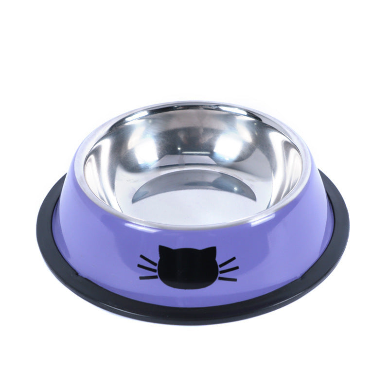 HKM-158035 Stainless Steel Non-Slip Pet Feeding Bowls - Multicolor Set for Cats and Dogs