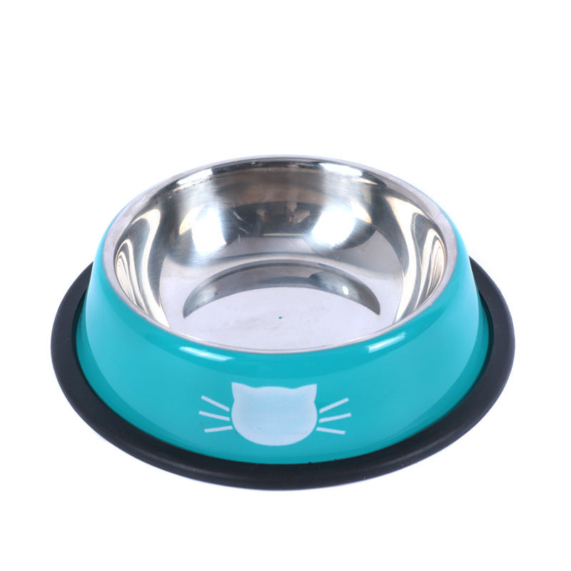 HKM-158035 Stainless Steel Non-Slip Pet Feeding Bowls - Multicolor Set for Cats and Dogs