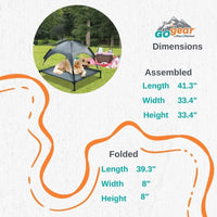 HKM-499219 Outdoor Portable Pet Bed with Canopy - Easy Assembly, Comfortable & Weather-Resistant, Ideal for Travel and Camping, Fits Pets up to 110 lbs