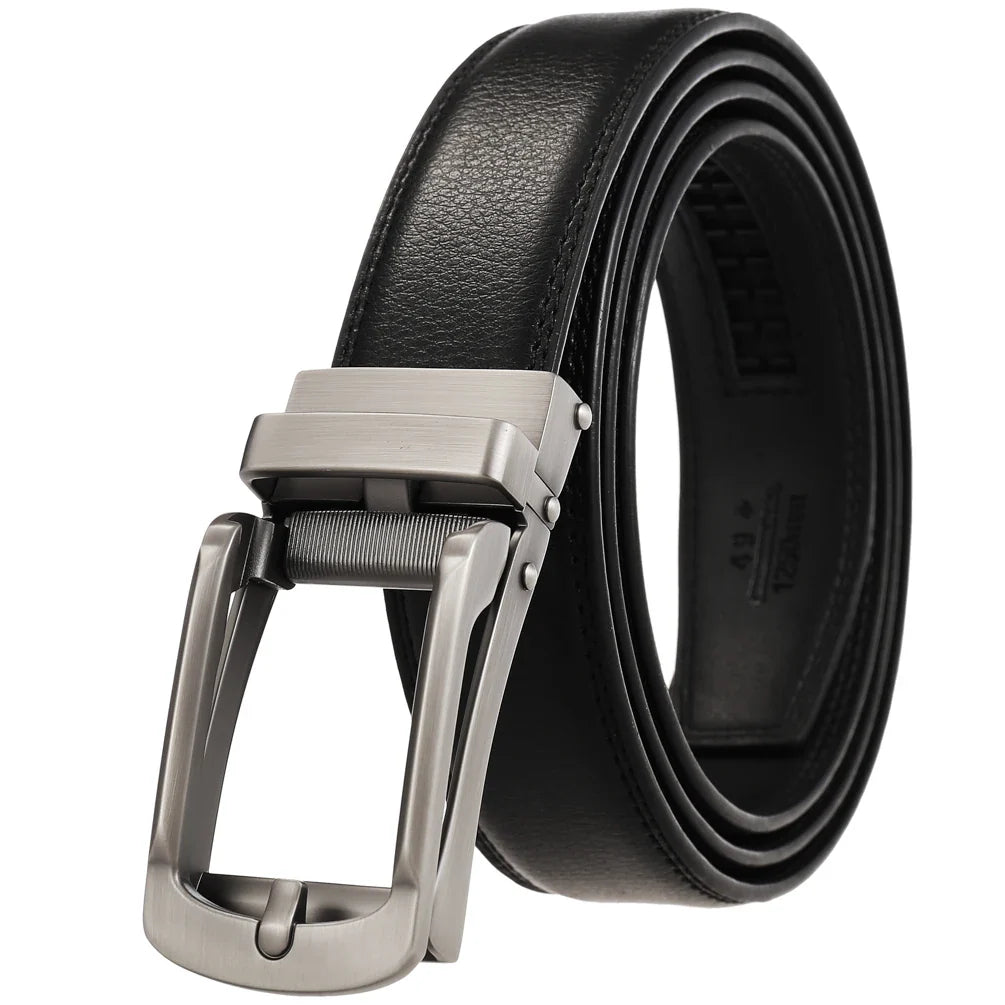 HKM-920467 Casual Leather Belt with Reverse Pull Buckle - Model LY33-23426-1
