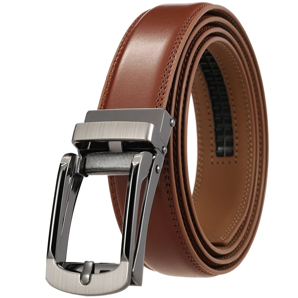 HKM-920467 Casual Leather Belt with Reverse Pull Buckle - Model LY33-23426-1