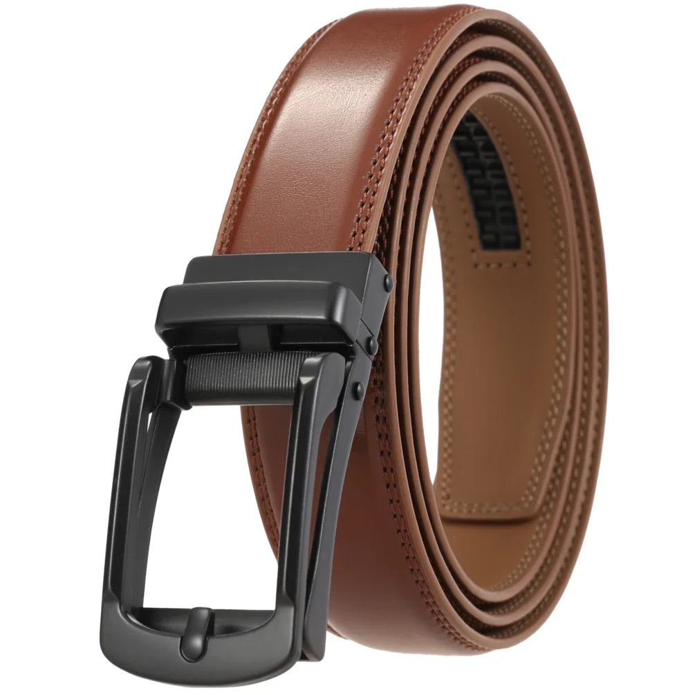 HKM-920467 Casual Leather Belt with Reverse Pull Buckle - Model LY33-23426-1