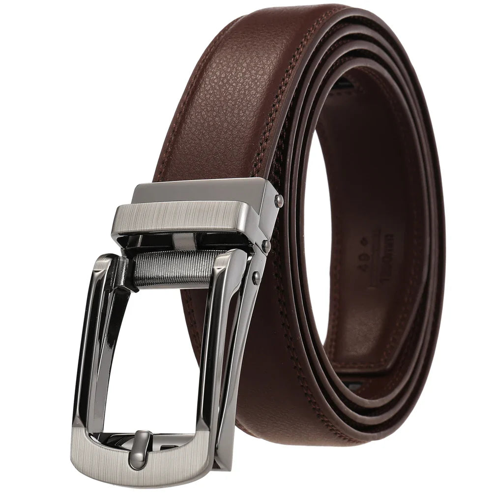 HKM-920467 Casual Leather Belt with Reverse Pull Buckle - Model LY33-23426-1