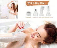 HKM-545555 4-in-1 Electric Facial and Body Hair Removal Tool – Painless, Portable Shaver for Women with Multiple Heads