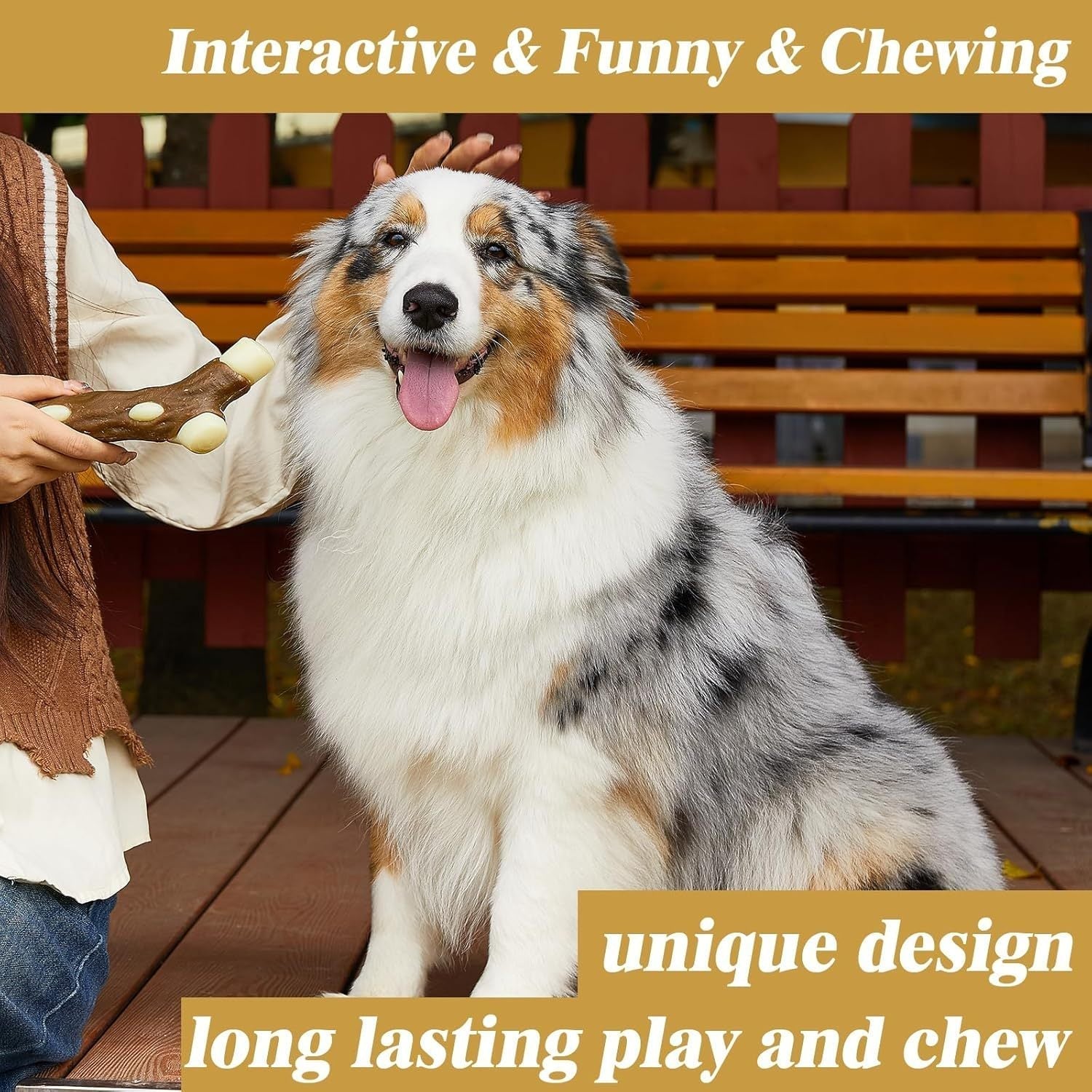 HKM-472403 Indestructible Dog Bones Chew Toy - Real Beef Flavor, Safe Nylon & Cowhide, Ideal for Aggressive Chewers of All Sizes