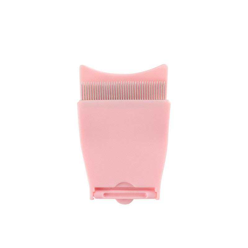 HKM-387795 Folding Stainless Steel Eyebrow and Eyelash Comb in Pink, 10cm Length