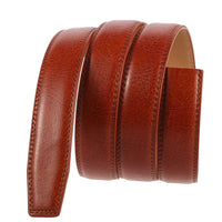 HKM-066195 Men's Automatic Buckle Belt in Cowhide Leather - Headless Design with Strip Detailing