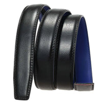 HKM-066195 Men's Automatic Buckle Belt in Cowhide Leather - Headless Design with Strip Detailing