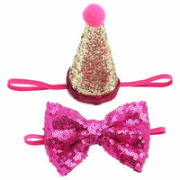 HKM-996883 Sequin Bow Tie for Dogs in Solid Colors - Blue, Rose Red, White, Red, Pink