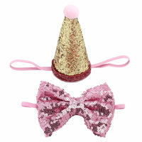 HKM-996883 Sequin Bow Tie for Dogs in Solid Colors - Blue, Rose Red, White, Red, Pink