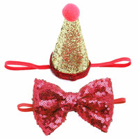 HKM-996883 Sequin Bow Tie for Dogs in Solid Colors - Blue, Rose Red, White, Red, Pink