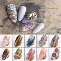 HKM-690707 Starry Sky Bohemian Gilt Marble Pattern Nail Dyeing Transfer Paper - 10 Rolls (70cm x 4cm)