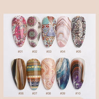 HKM-690707 Starry Sky Bohemian Gilt Marble Pattern Nail Dyeing Transfer Paper - 10 Rolls (70cm x 4cm)
