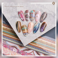 HKM-690707 Starry Sky Bohemian Gilt Marble Pattern Nail Dyeing Transfer Paper - 10 Rolls (70cm x 4cm)