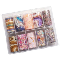 HKM-690707 Starry Sky Bohemian Gilt Marble Pattern Nail Dyeing Transfer Paper - 10 Rolls (70cm x 4cm)